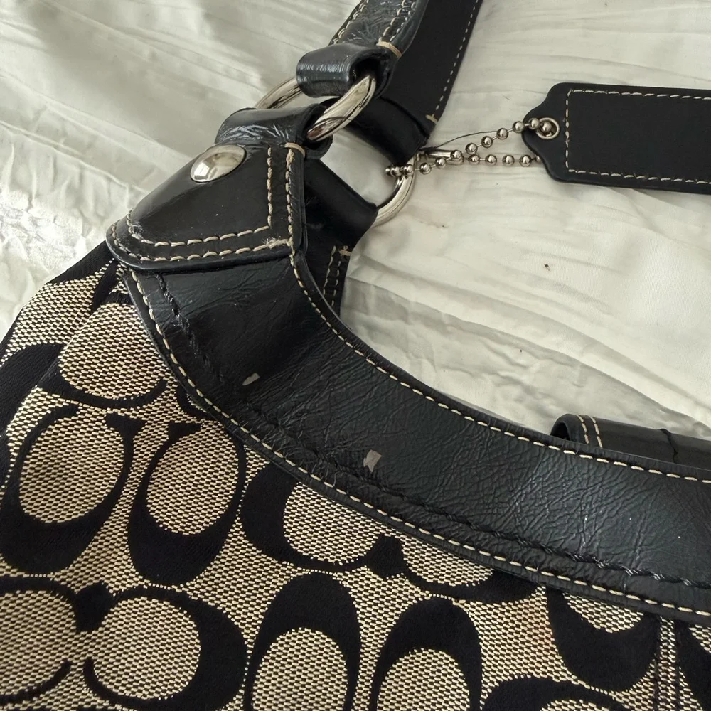 Coach Black and grey Signature Shoulder Hobo - Picture 7 of 9